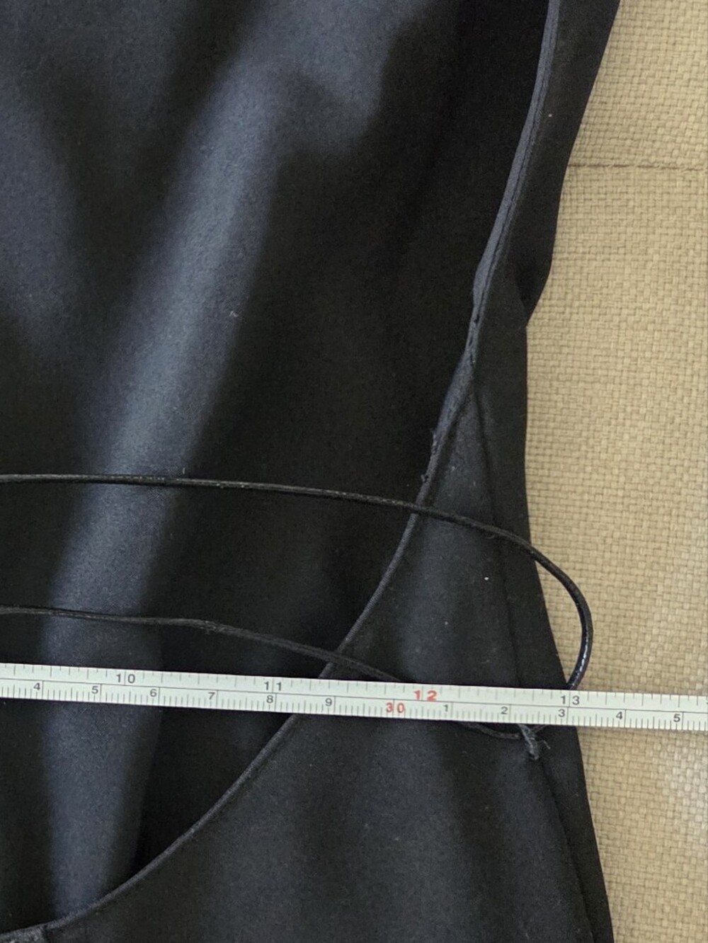 PRADA. Silk w Lthr Strap Blk Dress. Made Italy. Small. - Picture 14 of 15